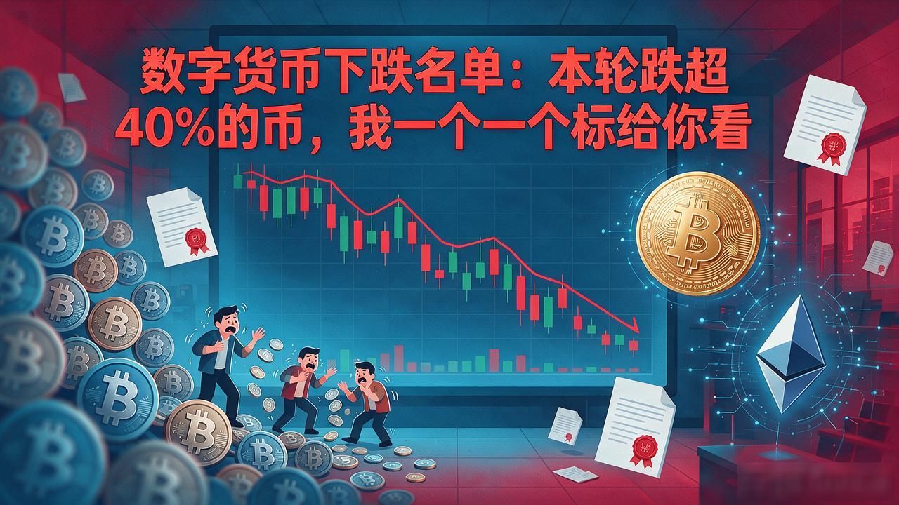 数字货币下跌名单：本轮跌超40%的币，我一个一个标给你看