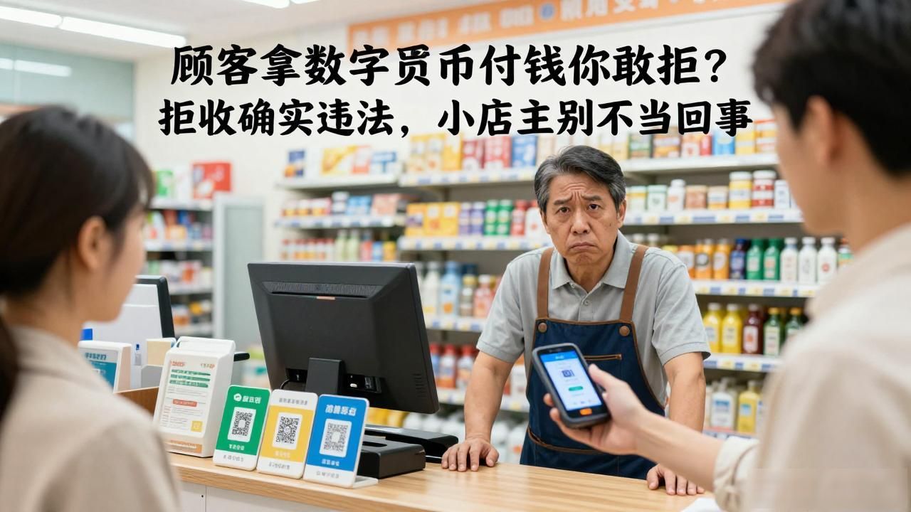 顾客拿数字货币付钱你敢拒？拒收确实违法，小店主别不当回事